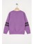 Kız Çocuk Lila Renkli Girls United Baskılı Taşlı Sweatshirt 2