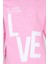 Kız Çocuk Love Baskılı Ekru Garni Detaylı Uzun Kol Pembe T-Shirt 5