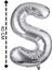 Folyo Balon S Harfi Helyum Balon 40 cm Gümüş Renk 1