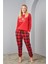 24580 Kadın Ikiiplik Ekose Pijama Takım 1
