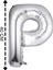 Folyo Balon P Harfi Helyum Balon 40 cm Gümüş Renk 1