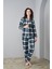 24562 Kadın Flanel Düğmeli Pijama Takım 1