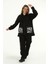Kadın Büyük Beden Cep Detaylı ve Fermuarlı Siyah Eşofman Takımı 4