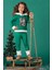 Unisex Çocuk Yılbaşı Christmas Noel Temalı Elf Model Kapüşonlu 3 Ip Şardonlu 2 Parça Alt Üst Takım 1