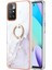 Mermer Tasarım Imd Iml Electleplating Tpu Telefon Geri Kapak Kılıfı Xiaomi Redmi Için Yüzük Tutucu Kickstand ile Not 11 4g (Mediatek)/10 4g (2021)/10 2022 4g/10 Prime-White (Yurt Dışından) 2