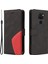 Iki Renkli Ekleme Manyetik Toka Tasarımı Dayanıklı Şok Geçirmez Pu Deri Cüzdan Kılıfı Xiaomi Redmi Note 9 (Mtk Helio G85) -Black (Yurt Dışından) 1