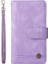 Cilt Touch Pu Deri Fermuar Cep Kart Tutucu Yuvaları Folyo Flip Shell Stripes Baskılı Stand Şok Geçirmez Koruyucu Telefon Kılıfı Xiaomi Redmi Not 11 Pro /not 11 Pro+ -Purple (Yurt Dışından) 2