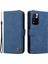 Deri Kılıf Deri Touch Stand Cüzdan Deri Kapak Kabuğu Ağaç Desenli Metal Düğme Dekoru Xiaomi Redmi Not 11 Pro 5g (Çin) (Mediatek)/not 11 Pro+ 5g-Blue (Yurt Dışından) 1