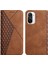 Cilt Touch Hissiye Geometrik Desen Anti-Fall Deri Koruyucu Kılıf Xiaomi Redmi K40/K40 Pro/poco F3/mi 11-Brown Için Otomatik Emici Stand Cüzdan Kabuğu (Yurt Dışından) 1