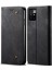 Kot Kumaş Doku Cüzdan Tasarımı Otomatik Absorlanmış Deri Telefon Kılıfı Xiaomi Redmi 10 4g (2021)/10 2022 4g/not 11 4g (Mediatek) -Black (Yurt Dışından) 1