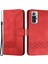 Baskı Rhombus Çizgileri Cilt Dokunuşu Koruyucu Deri Kasa Cüzdan Kapağı Stand ile Xiaomi Redmi Note 10 Pro 4g (Hindistan)/(Global) -Red (Yurt Dışından) 1