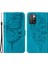Şok Geçirmez Kelebek Çiçek Deseni Deri Cüzdan Xiaomi Için Bilek Kayışı ile Telefon Kılıfı Not 11 4g (Mediatek)/10 4g (2021)/10 2022 4g/10 Prime-Blue (Yurt Dışından) 1