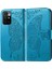 Baskılı Kelebek Çiçek Deri Telefon Cüzdan Xiaomi Için Redmi 10 4g (2021)/REDMI 10 2022 4g/redmi Not 11 4g (Mediatek)/redmi 10 Prime-Blue (Yurt Dışından) 1