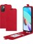 Xiaomi Redmi Için Tek Kart Tutucu ile Dikey Kaplamaya Dayanıklı Çılgın At Deri Kılıfı 10-Kırmızı (Yurt Dışından) 1