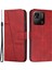 Xiaomi Redmi 10A/POCO C31/REDMI 9c/9c Nfc Dikiş Pu Deri Koruyucu Kılıf Fonksiyon Folio Stand Şok Geçirmez Kapak Kayış-Kırmızı ile (Yurt Dışından) 1