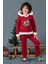 Unisex Çocuk Yılbaşı Christmas Noel Temalı Jingle Bells Model Kapüşonlu 3 Ip Şardonlu 2 Parça Alt Üst Takım 1