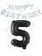 Beyaz Happy Bırthday Set ve Siyah Rakam Folyo Balon Seti Yaş 5 1