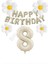 Bej Rengi Happy Bırthday Set Rakam ve Papatya Folyo Balon Seti Yaş 8 1
