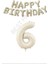Bej Rengi Happy Bırthday ve Rakam Folyo Balon Seti Yaş 6 1
