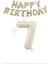 Bej Rengi Happy Bırthday ve Rakam Folyo Balon Seti Yaş 7 1