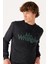 Regular Fit Normal Kesim Pamuk Bisiklet Yaka Siyah Sweatshirt 4