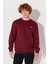 Regular Fit Normal Kesim %100 Pamuk Bisiklet Yaka İçi Polarlı Bordo Sweatshirt 1