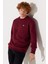 Regular Fit Normal Kesim %100 Pamuk Bisiklet Yaka İçi Polarlı Bordo Sweatshirt 3