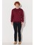 Regular Fit Normal Kesim %100 Pamuk Bisiklet Yaka İçi Polarlı Bordo Sweatshirt 5