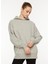 Gri Melanj Kadın Yuvarlak Yaka Sweatshirt IL2107 Lux Oversızed Hoodıe 2