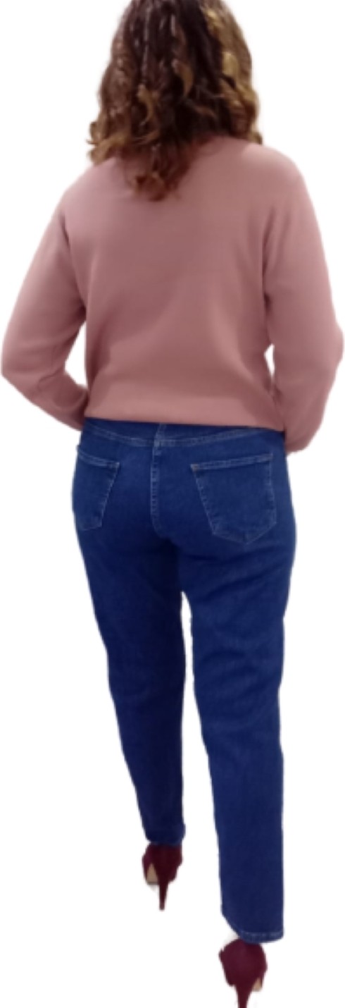 Zy Plus Mavi Büyük Beden Mom Jeans Bir Beden Ince Gösterir Kot Pantolon görsel 4