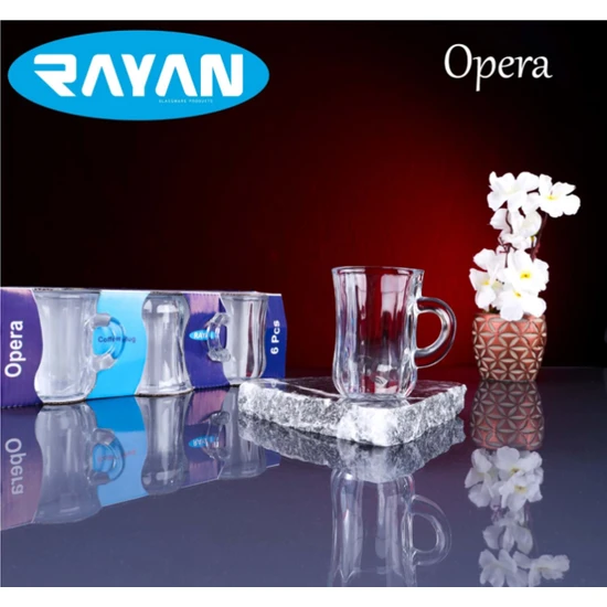 Toptan Bulurum Rayan Opera 6'lı Kulplu Çay Bardağı