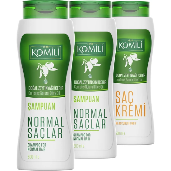 Komili Normal Saçlar İçin Temel Bakım Şampuanı 2'li Set + Saç Kremi - 3 x 500 ml