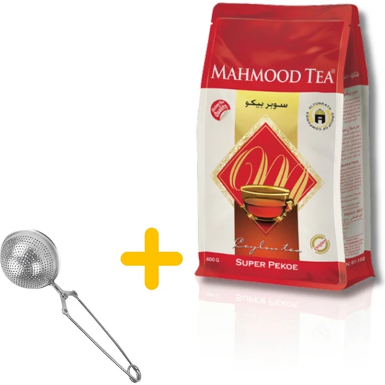 Mahmood Tea Seylan Pekoe Dökme Çay 400 gr ve Küre Tasarımlı Silver Çay Süzgeci