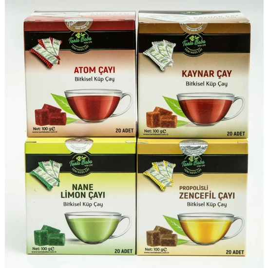 Daima Sağlık Tanlababa Kış Paketi Küp Çay 4'li Paket (Maske Hediyeli) Atom Zencefil Nane Limon Kaynar Çayı Bitki Çayı