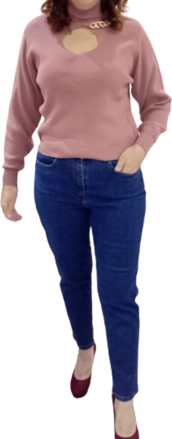 Zy Plus Mavi Büyük Beden Mom Jeans Bir Beden Ince Gösterir Kot Pantolon görsel 3