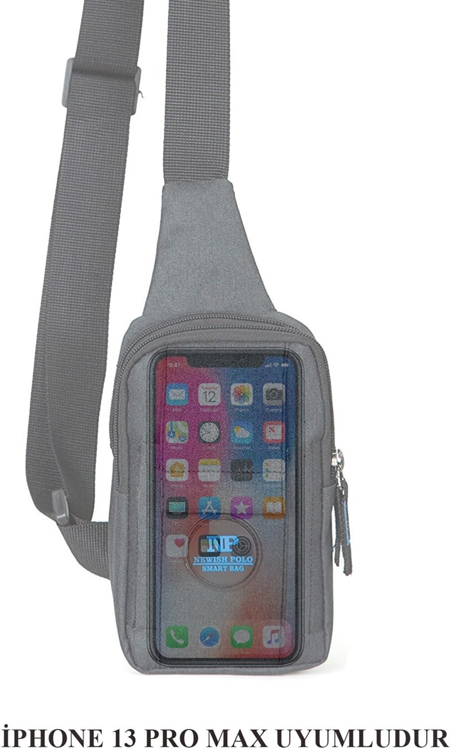 Avca Unisex Keten Telefon Bölmeli Bel ve Çapraz Omuz Çanta görsel 4