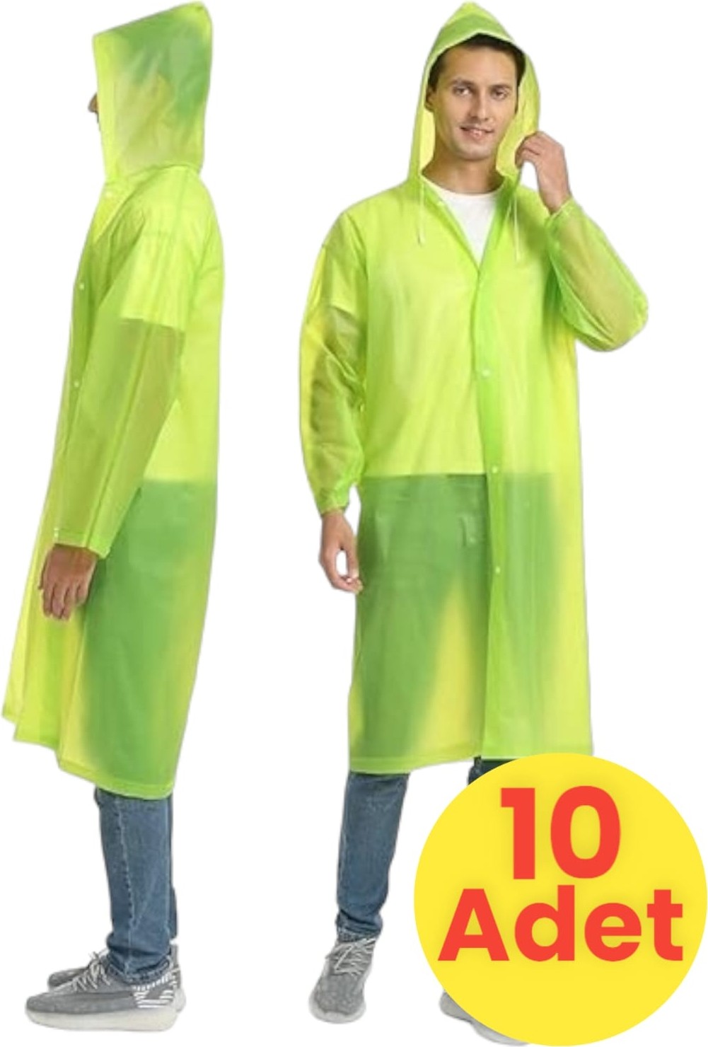 Mood Agenda Erkek Rüzgar Geçirmez Kapüşonlu Yağmurluk Eva Yağmurluk 10 Adet görsel 3