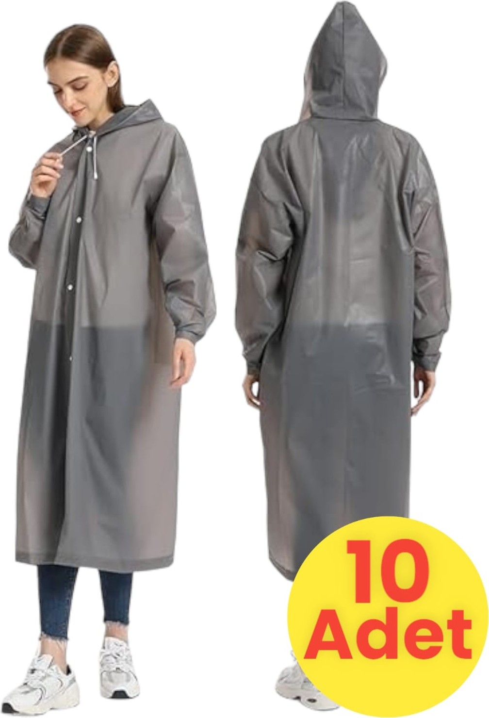 Mood Agenda Kadın Rüzgar Geçirmez Kapüşonlu Yağmurluk Eva Yağmurluk 10 Adet