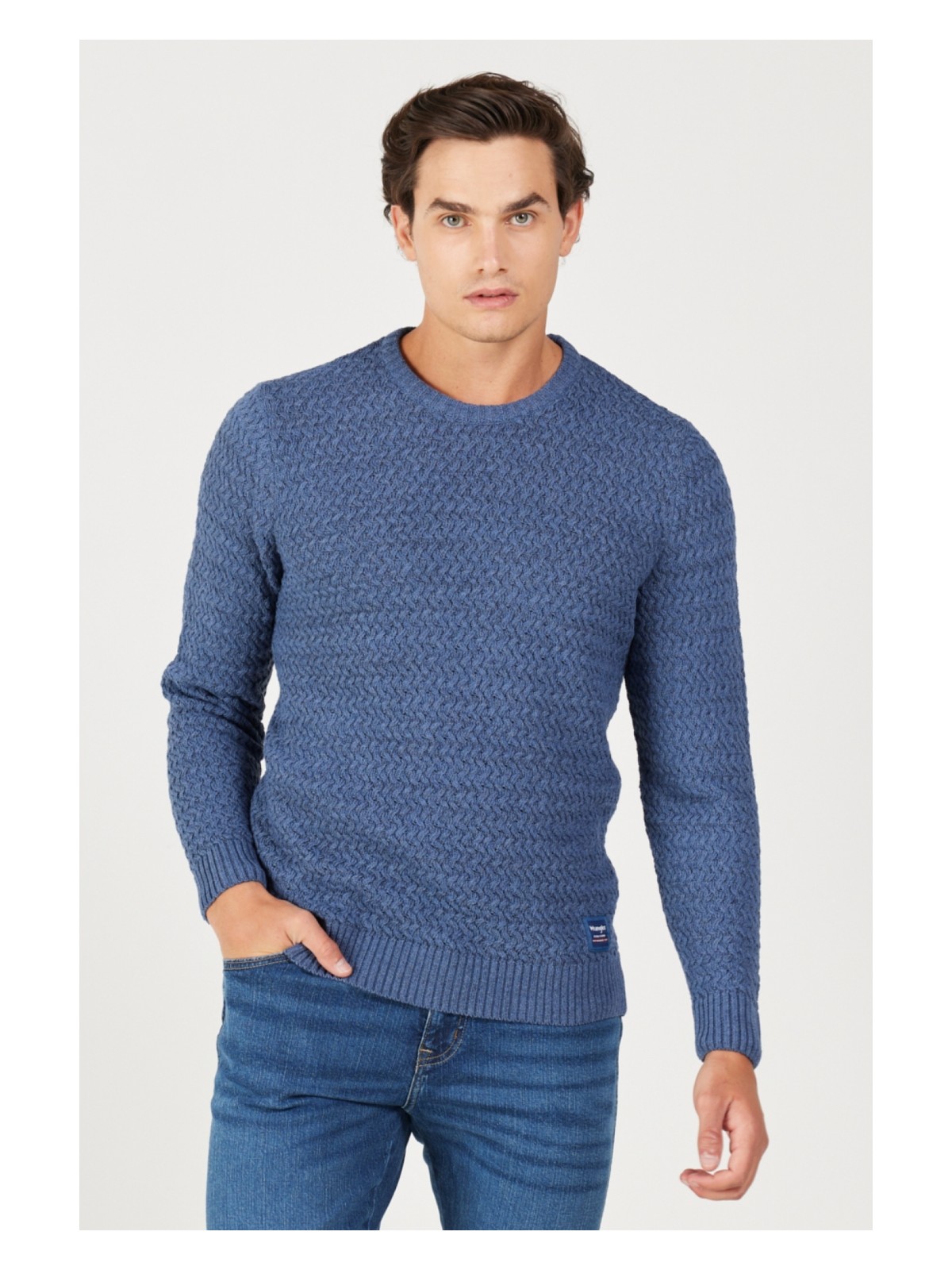 Wrangler Regular Fit Normal Kesim Bisiklet Yaka Bordo Triko Kazak