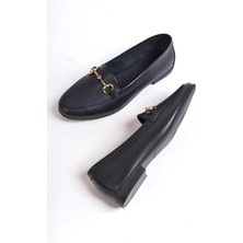 Modabuymus Kadın Hakiki Deri Tokalı Yumuşak Babet Siyah Ayakkabı - Bader