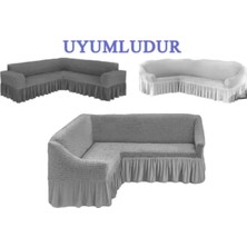 Heytgah Bürümcük Eteksiz Lastikli Esnek Yıkanabilir L Köşe Koltuk, Kanepe, Çekyat Örtüsü