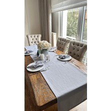 Decamor Home Keten Dokulu Dertsiz Gri Uzun Runner