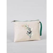 Gedene Zeytin Dalı Desenli Gabardin Kumaş Clutch Çanta - GDN20234007