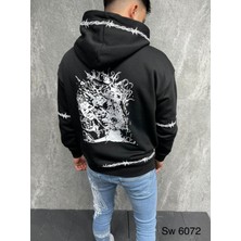 Ayakuydur Erkek Siyah-Beyaz Baskılı Sweatshirt