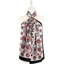 Bursa İpek Gri Iznik Desen Ipek Fular