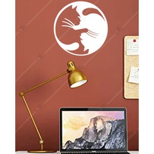 Emach Dizayn Yin Yang Kedi Temalı Duvar Dekor Lazer Kesim Hediyelik Eşya Ahşap Tablo