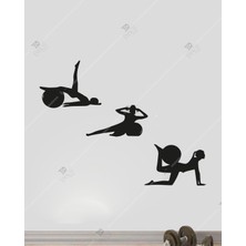 Emach Dizayn Pilates 3 Lü Duvar Dekor Lazer Kesim Hediyelik Eşya Ahşap Tablo