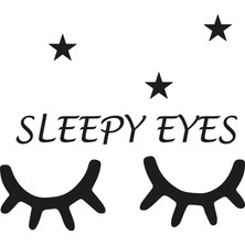 Emach Dizayn Dekoratif Sleepy Eyes Kirpik Yıldızlı 2 Li Ahşap Duvar Dekoru