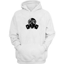 The Wert Unisex Gaz Maskesi Beyaz Normal Kalıp Sweatshirt
