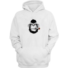 The Wert Unisex Goril Baş Illüstrasyon Beyaz  Normal Kalıp Sweatshirt